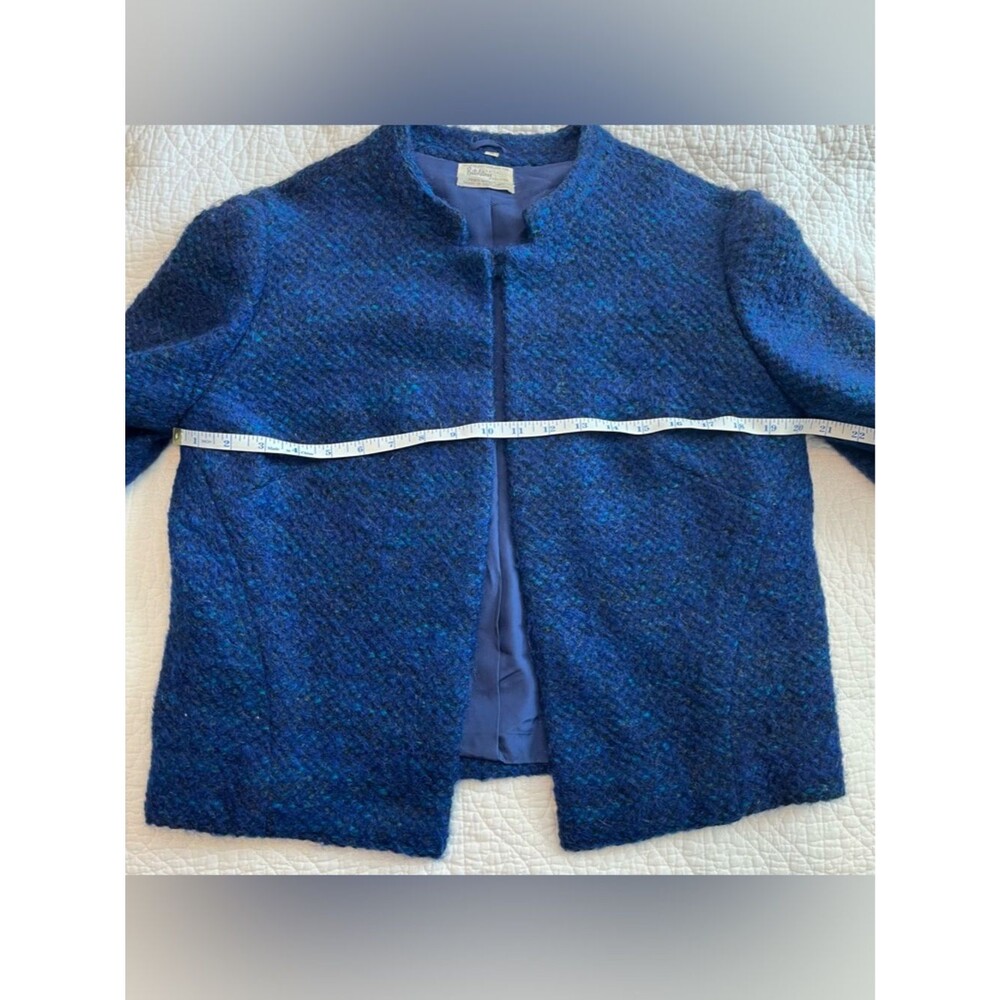 Vintage Battelsteins Houston 1960s Wool Lady Day Jacket Sz 14 Blue Career Luxury - Picture 5 of 11